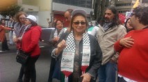 Vice-presidente da CNTU participa de ato pela Palestina (Foto: Rita Casaro)