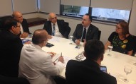 Dirigentes da CNTU em reunião com deputado Mauro Pereira. Foto: Paula Bortolini